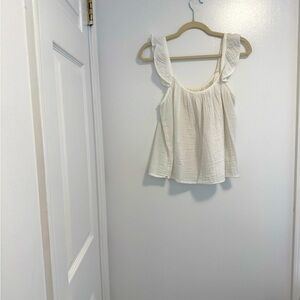 Xirena Rue Ruffle Gauze Tank White Small